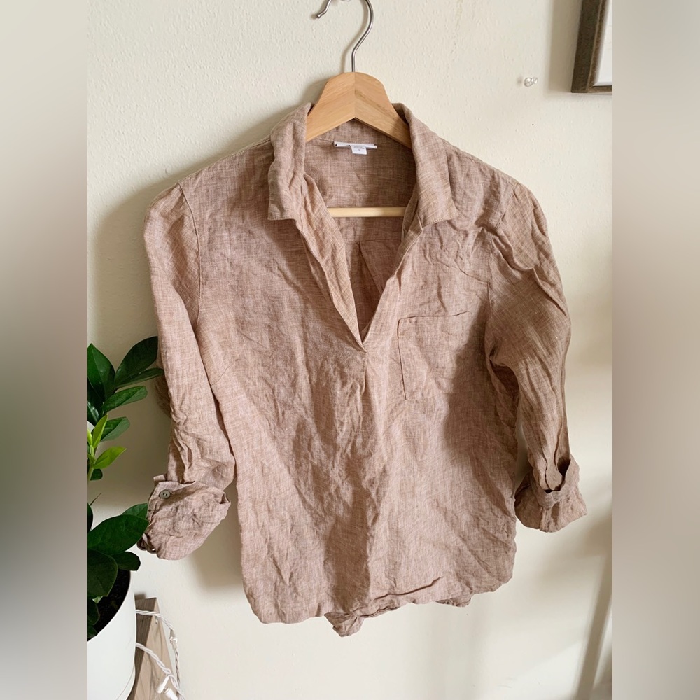 Linen collared shirt